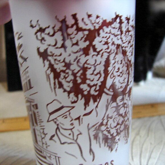Vtg Hazel Atlas Frosted Glass Tumbler, 1950s MERAMEC CAVERNS Stanton Mo. - Picture 6 of 6